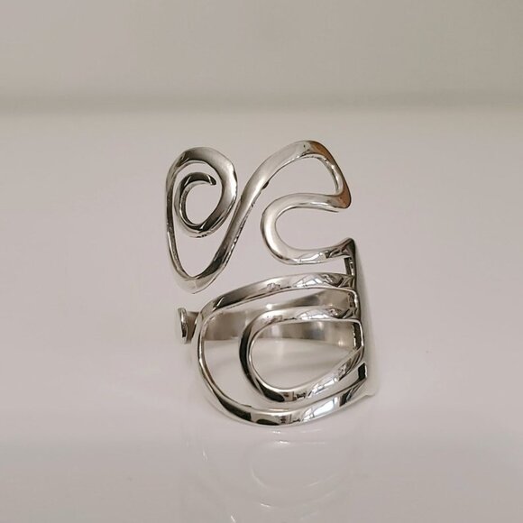 Women's 925 Sterling Silver Wrap Statement Swirl Boho Bohemian Ring - Picture 8 of 9